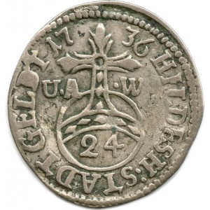 Реверс монеты Город Хильдесхайм, 1/24 талера, 1732-1764