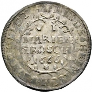 Реверс монеты Город Хильдесхайм, 6 мариенгрошей, 1666