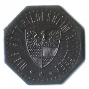 Аверс монеты Город Хильдесхайм, 10 пфеннигов, 1918, Диаметр 21,3 мм