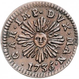 Аверс монеты Мантуя, 1 сольдо, 1731-1736