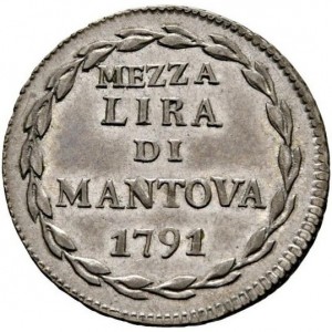 Реверс монеты Мантуя, ½ лиры, 1791