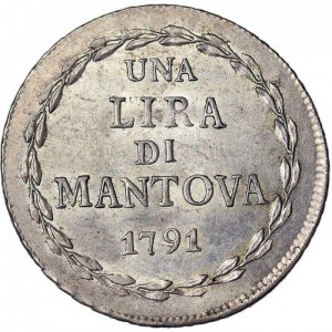 Реверс монеты Мантуя, 1 лира, 1791