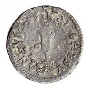 Реверс монеты Мантуя, 1 сесино, 1484, Реликвия на реверсе
