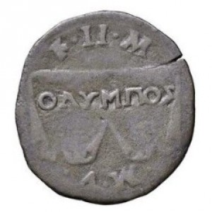 Аверс монеты Мантуя, 1 сесино, 1519, Св. Лонгин Сотник на коленях на реверсе