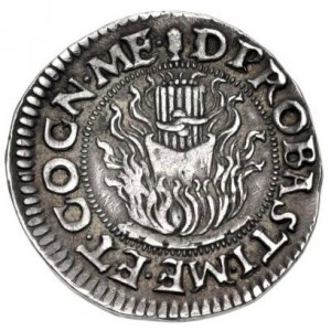 Реверс монеты Мантуя, 1 тестоне, 1484, Горнило на реверсе