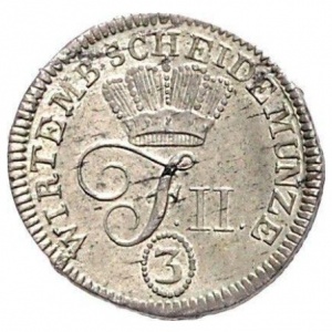 Аверс монеты Герцогство Вюртемберг, 3 крейцера, 1799