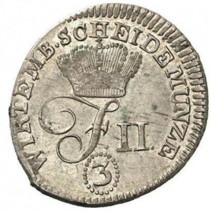 Аверс монеты Герцогство Вюртемберг, 3 крейцера, 1800