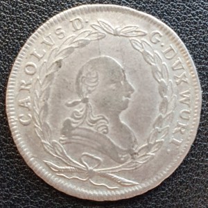 Аверс монеты Герцогство Вюртемберг, 20 крейцеров, 1765