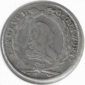 Аверс монеты Герцогство Вюртемберг, 20 крейцеров, 1765-1768