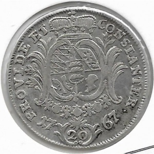 Реверс монеты Герцогство Вюртемберг, 20 крейцеров, 1765-1768