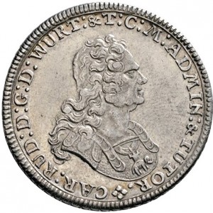 Аверс монеты Герцогство Вюртемберг, ½ талера, 1737