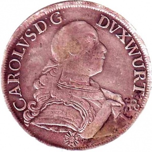 Аверс монеты Герцогство Вюртемберг, 1 талер, 1760