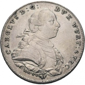 Аверс монеты Герцогство Вюртемберг, 1 талер, 1777-1779