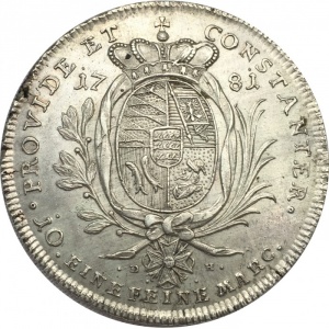 Реверс монеты Герцогство Вюртемберг, 1 талер, 1781