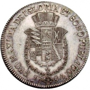 Реверс монеты Герцогство Вюртемберг, 1 талер, 1794