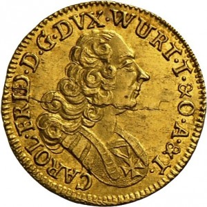 Аверс монеты Герцогство Вюртемберг, ½ дуката, 1738