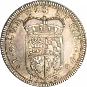 Реверс монеты Герцогство Вюртемберг, ½ талера, 1694, Герб без пальмовых ветвей