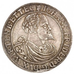 Аверс монеты Герцогство Вюртемберг, 1 талер, 1624-1625, Круглая монета, легенда на аверсе кончается на "WIRTENB ET TEC"