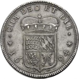 Реверс монеты Герцогство Вюртемберг, 1 талер, 1694, Герб без пальмовых ветвей
