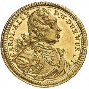 Аверс монеты Герцогство Вюртемберг, 1 дукат, 1736, Большой бюст на аверсе