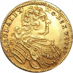 Аверс монеты Герцогство Вюртемберг, ½ каролина, 1734-1736