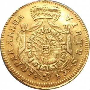 Реверс монеты Герцогство Вюртемберг, ½ каролина, 1734-1736