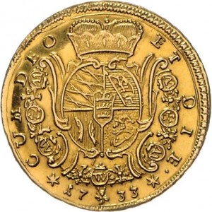 Реверс монеты Герцогство Вюртемберг, 1 каролин, 1733