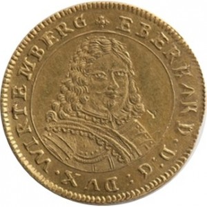 Аверс монеты Герцогство Вюртемберг, 2 дуката, 1650, In Memoriam Exec Pacis Univers