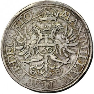 Реверс монеты Герцогство Вюртемберг, 60 крейцеров, 1572, Дата на аверсе разделена на 4 части "1 5 7 Z"