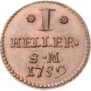 Реверс монеты Город Эрфурт, 1 геллер, 1756-1760