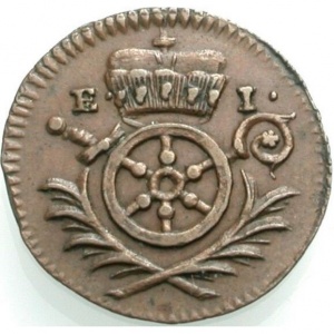 Аверс монеты Город Эрфурт, 1 геллер, 1769, Оружие на ветках