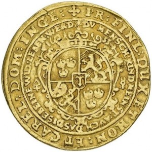 Реверс монеты Город Эрфурт, 2 дуката, 1632, Смерть короля Густава II Адольфа
