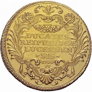 Реверс монеты Город Люцерн, 4 дуката, 1741