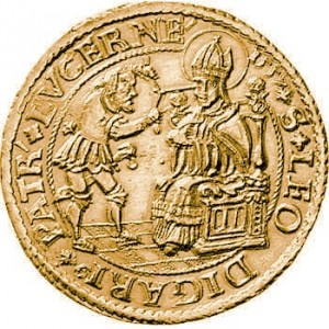 Реверс монеты Город Люцерн, 20 голдгульденов, 1557