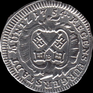 Аверс монеты Регенсбург, 2 крейцера, 1754