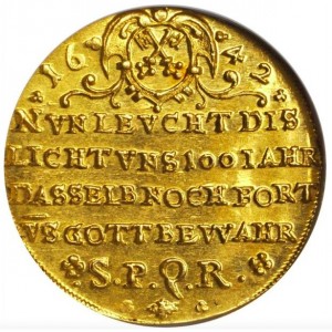 Аверс монеты Регенсбург, 2 дуката, 1642, 100 лет реформации в Регенсбурге
