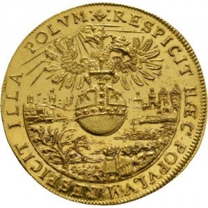 Реверс монеты Регенсбург, 4 дуката, 1653, Коронация Фердинанда IV