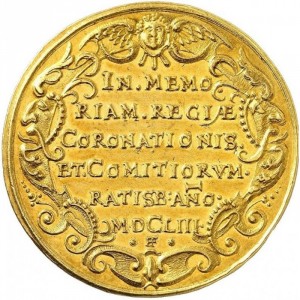 Аверс монеты Регенсбург, 10 дукатов, 1653, Коронация Фердинанда IV
