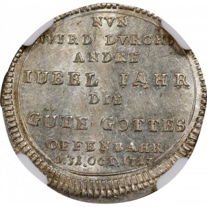 Реверс монеты Регенсбург, 1 дукат, 1717, 200 лет Реформации - серебро