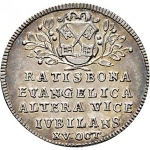 Аверс монеты Регенсбург, 1 дукат, 1742, 200 лет Реформации - серебро