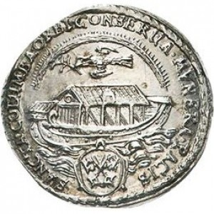Аверс монеты Регенсбург, 1 дукат, 1649, Празднование окончания 30 летней войны /FRIDEN/
