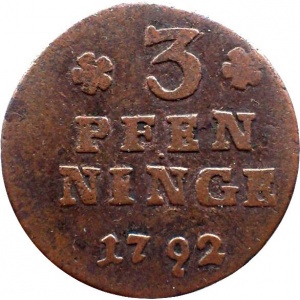 Реверс монеты Померания, 3 пфеннига, 1776-1808