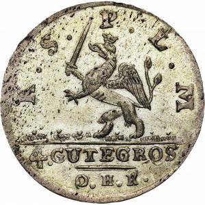Реверс монеты Померания, 4 гроша, 1758-1759