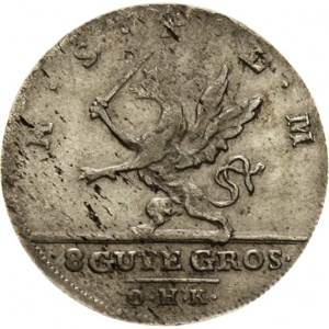Реверс монеты Померания, 8 грошей, 1758-1760