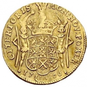 Реверс монеты Померания, 1 дукат, 1706