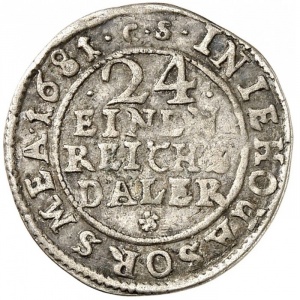 Реверс монеты Померания, 1/24 талера, 1681, Инициалы в легенде на аверсе и реверсе