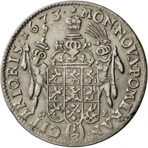 Реверс монеты Померания, ⅓ талера, 1672-1673