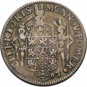 Реверс монеты Померания, ⅔ талера, 1692-1697