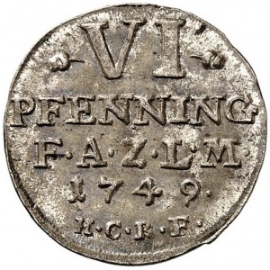 Реверс монеты Ангальт-Цербст, 6 пфеннигов, 1749
