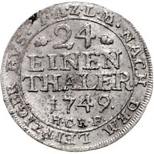Реверс монеты Ангальт-Цербст, 1/24 талера, 1749